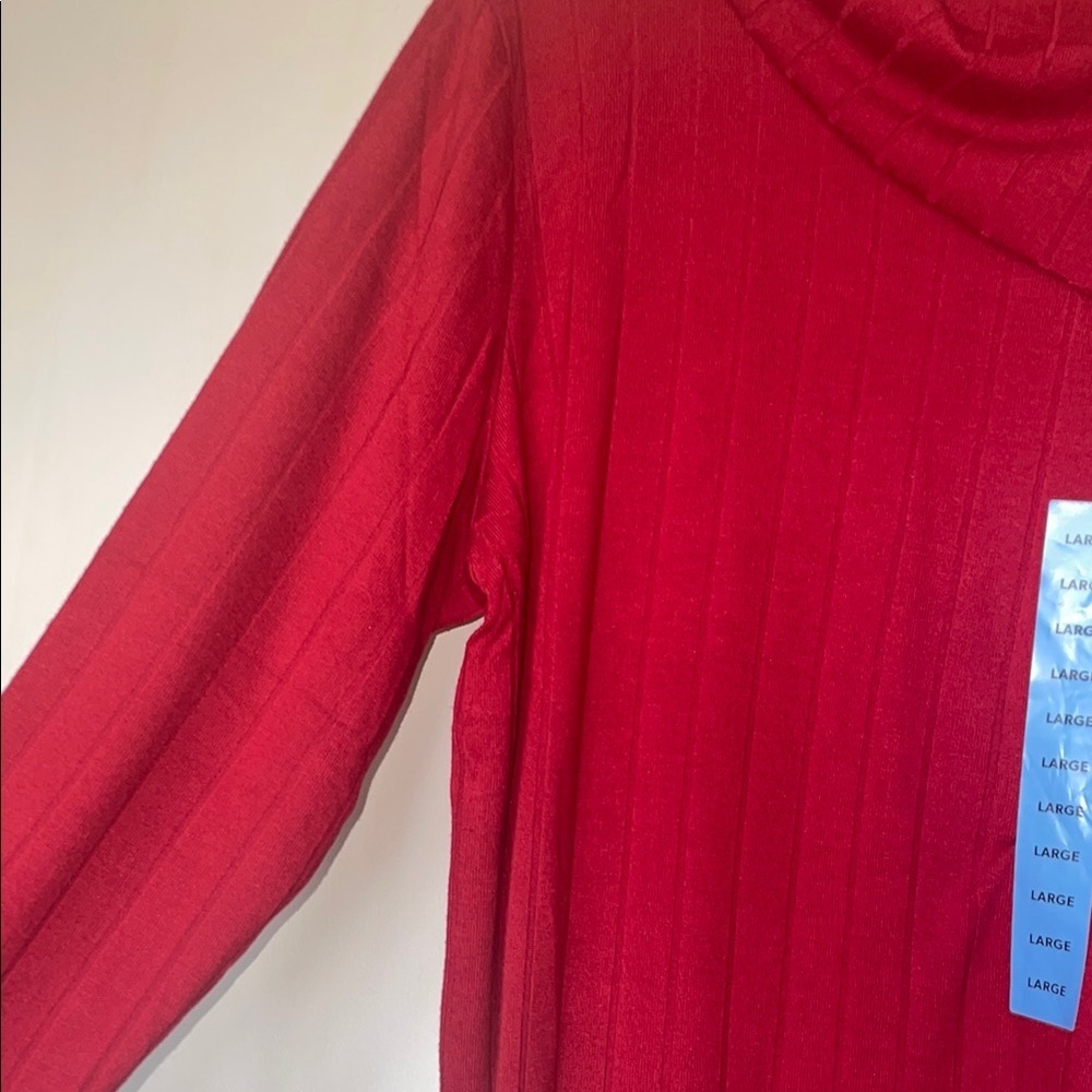 Rafaella Red Ribbed Long Sleeve Blouse - Picture 6 of 6